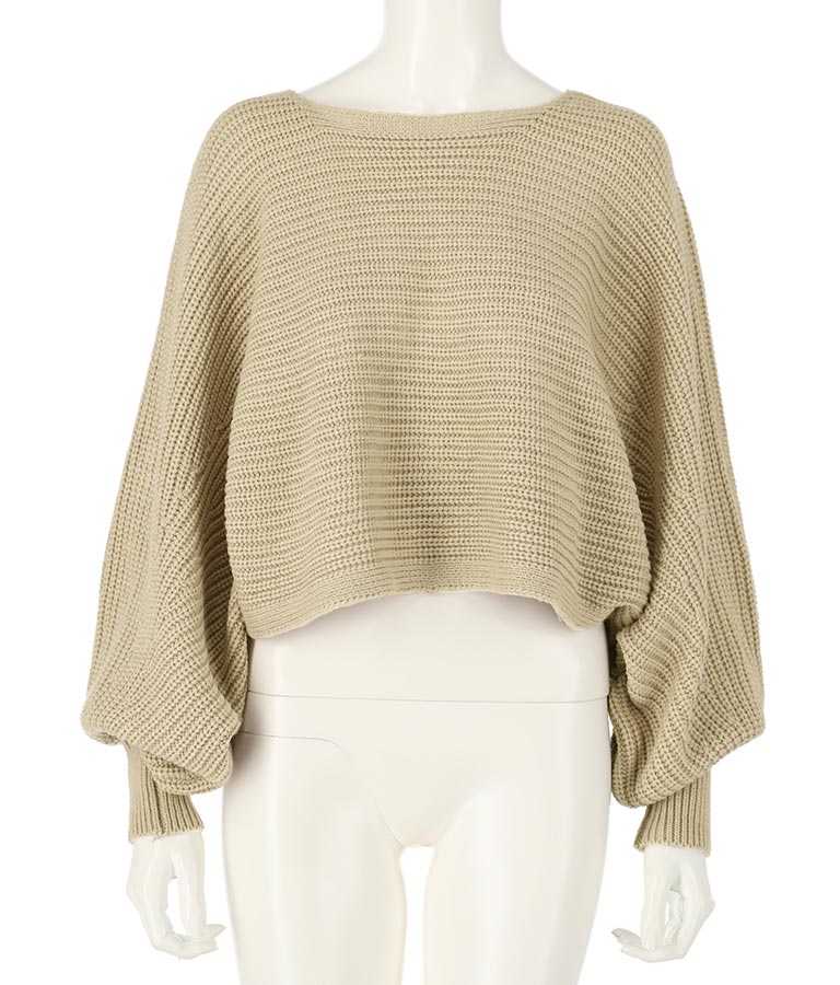 レースアップドルマンスリーブニットトップス 153-5113