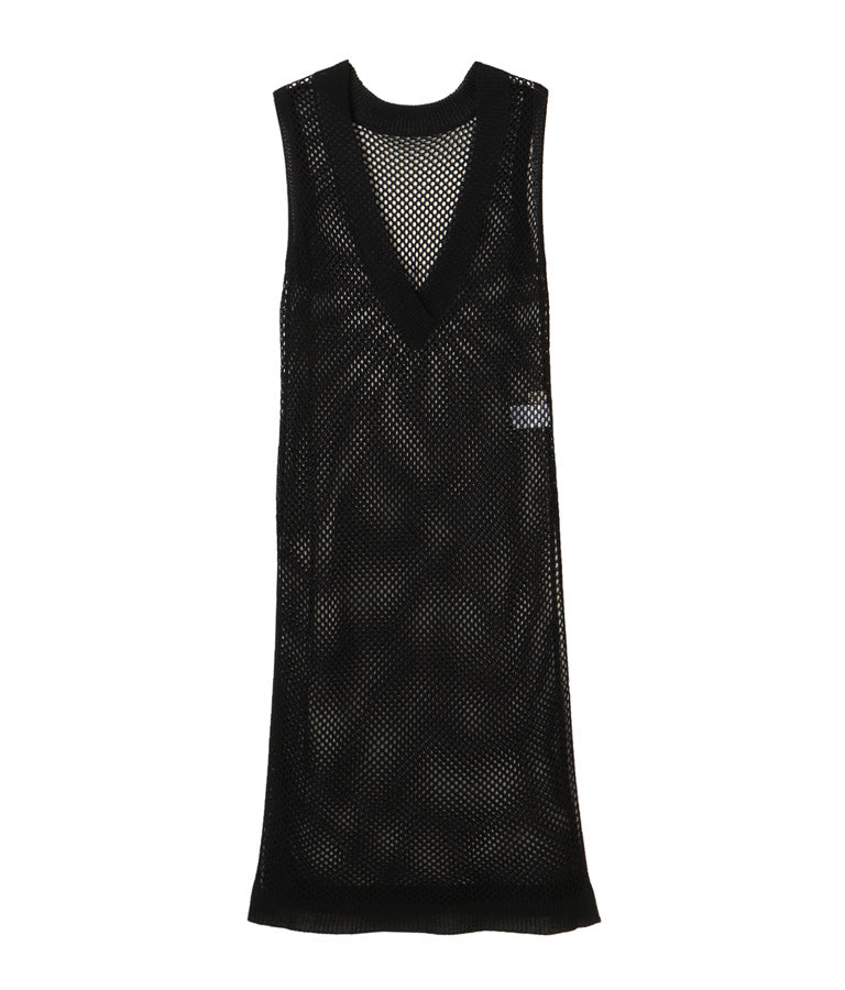 麻タッチ メッシュ ワンピース 527-6334