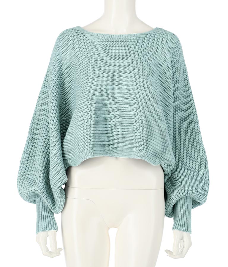 レースアップドルマンスリーブニットトップス 153-5113