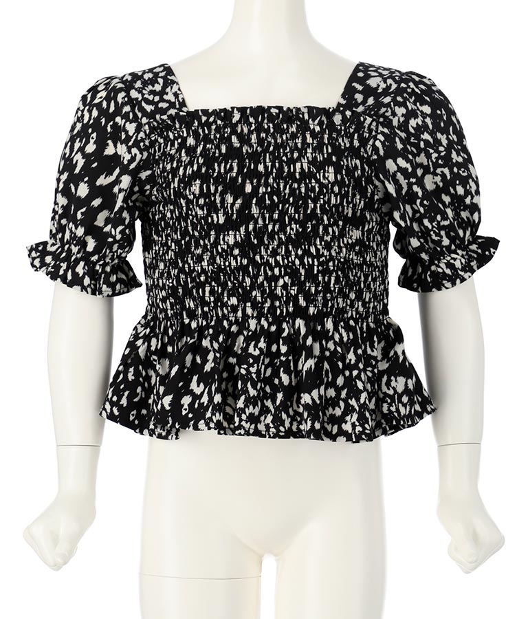 レオパード柄 シャーリング トップス 【親子お揃い】カットソー 423-3072