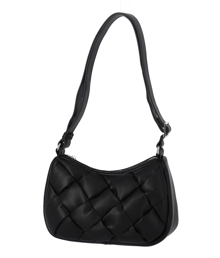 格子編み ハーフムーン パフ バッグ 369-9102