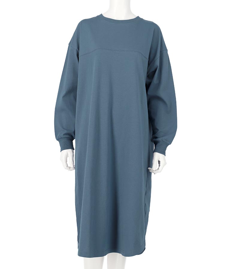 シンプル無地 切替 ラウンド ヘム マキシワンピース 857-5555