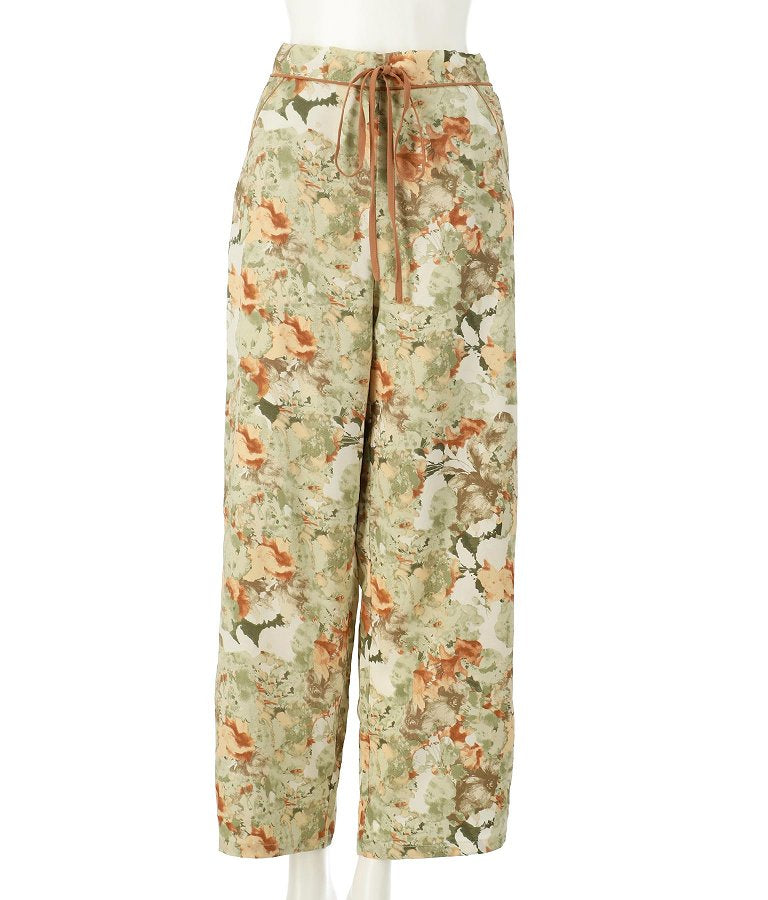 花柄 サイドライン スリット パンツ 492-2523