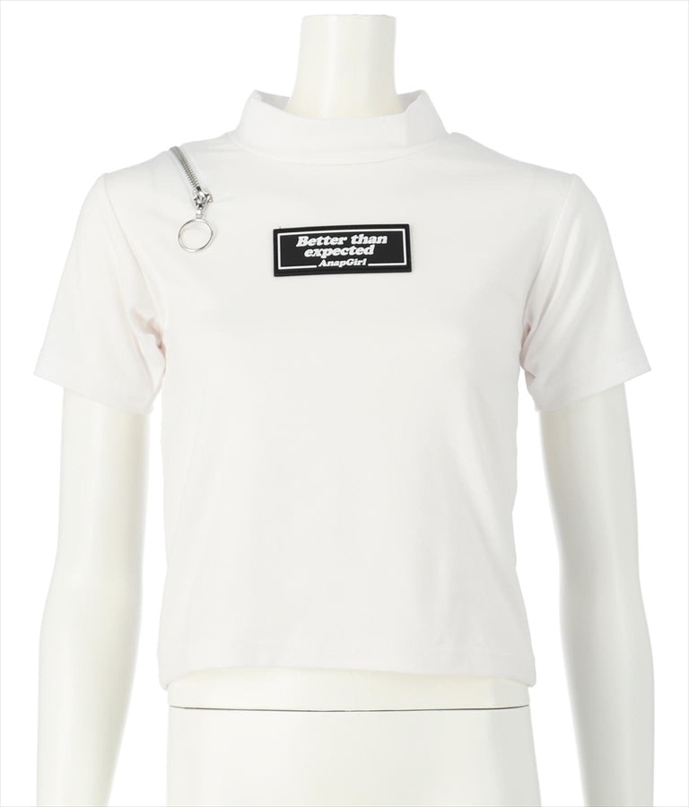 肩ジップ ミニネック トップス カットソー 913-7164