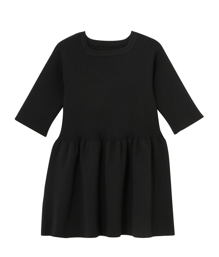 ポリエステル糸 リブ ペプラム トップス ニット 363-9010