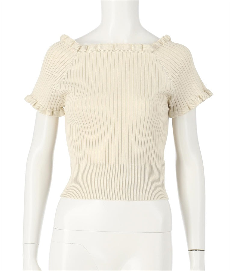 リブメローニットトップスカットソー