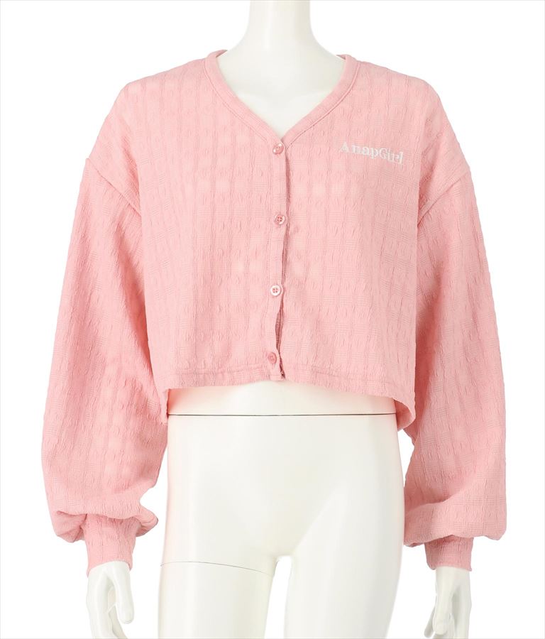 柄ジャガードショートカーディガン 914-7144