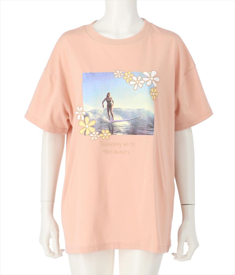 SURFGIRL 転写プリントフラワーアート Tシャツ 853-5615