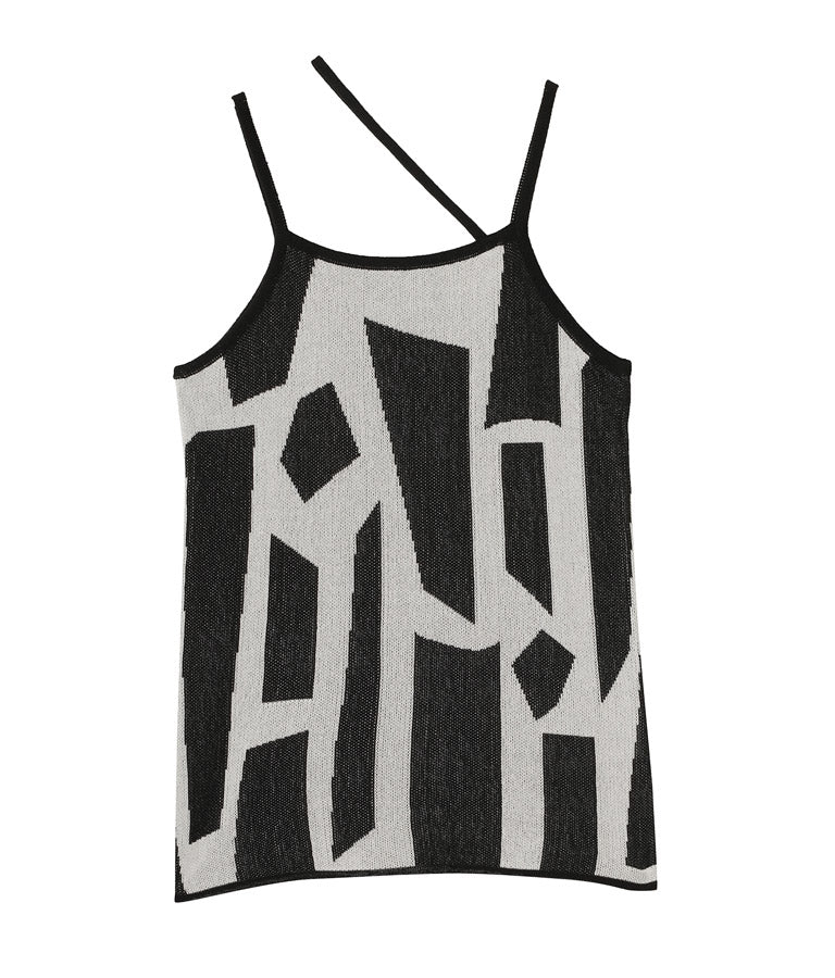 幾何学柄 ニット アシンメトリー キャミソール 363-9098