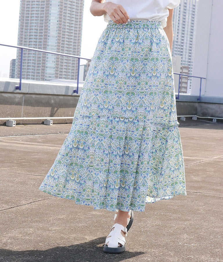 タック ティアード ボタニカル ロング スカート 361-8778