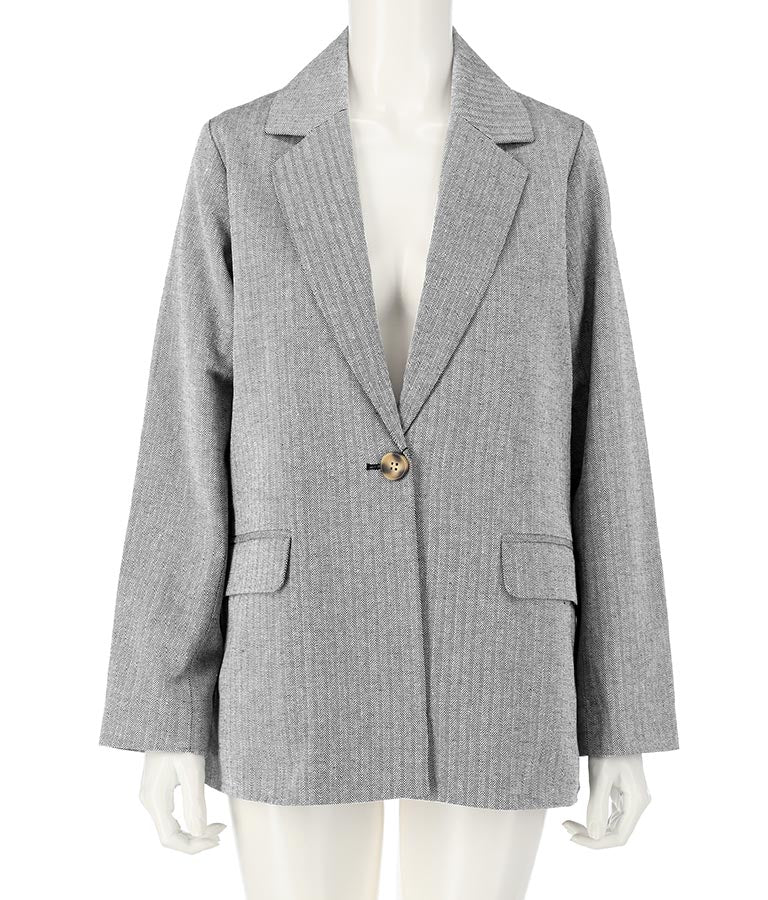 コットンリネンヘリンボーンテーラードジャケット 794-8379