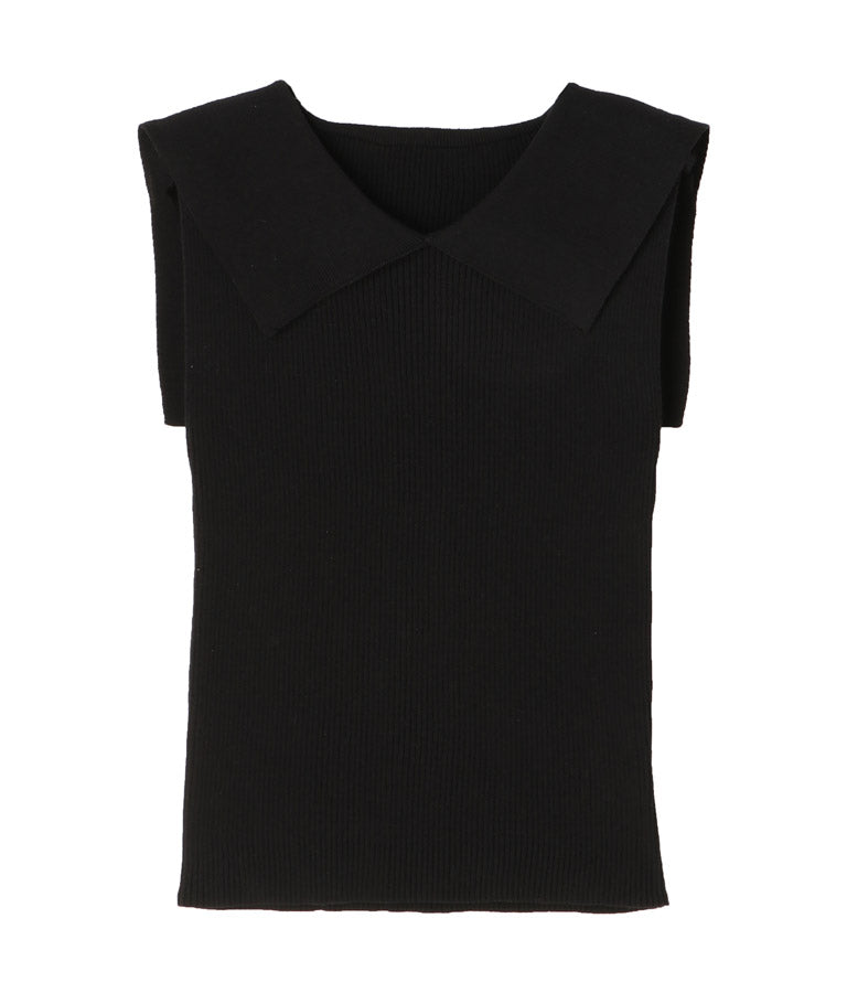 リブニットセーラーカラーノースリーブトップスタンクトップ 363-8846