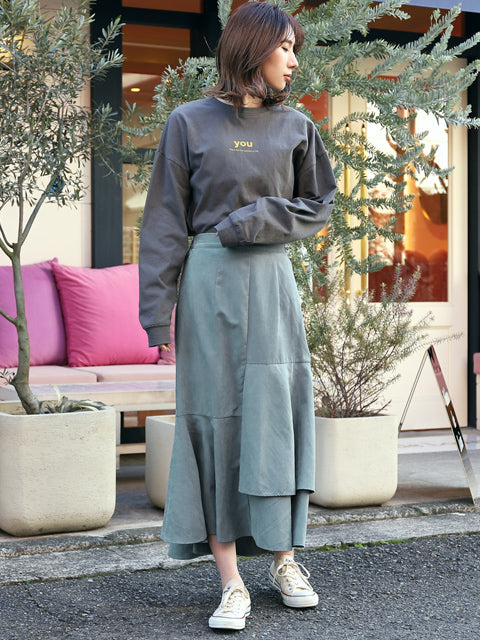 ピーチ起毛 アシンメトリー フレア スカート 521-6284