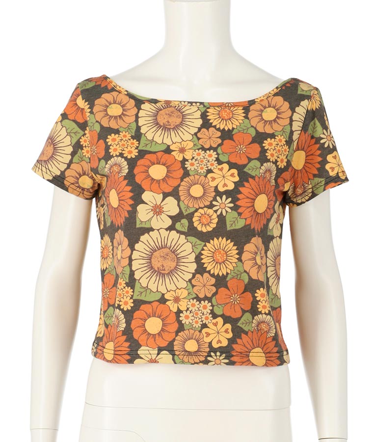 レトロ フラワー バック オープン Tシャツ 853-5611