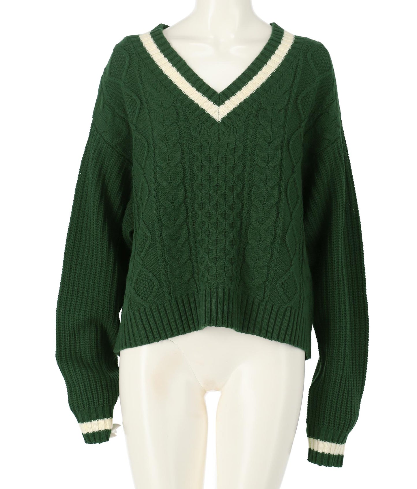 ライン入りケーブルニットトップスセーター 793-8703