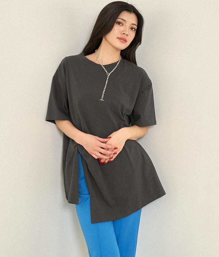 フロントツイストスリットTシャツ 153-5376