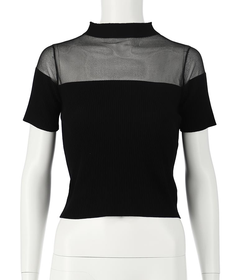 シアー切替ニットトップス 153-5400