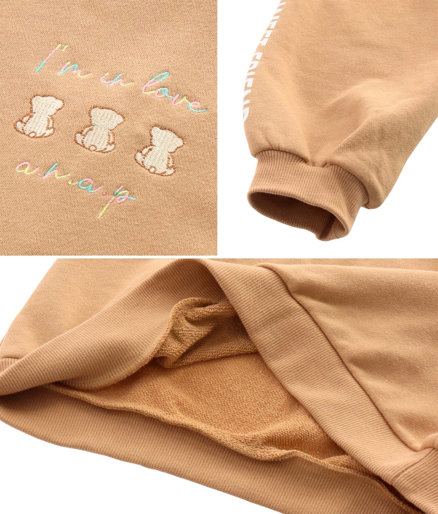 プチハイネック クマ 刺繍 裏毛 トレーナー 423-2957