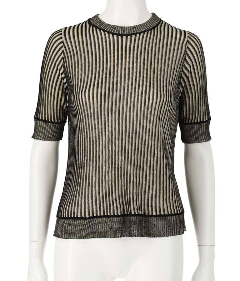 配色リブサマーニットトップスセーター 363-9168