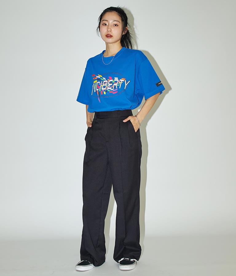 カラー フラッグ プリント ロゴ Tシャツ 【ユニセックス】 30-3027