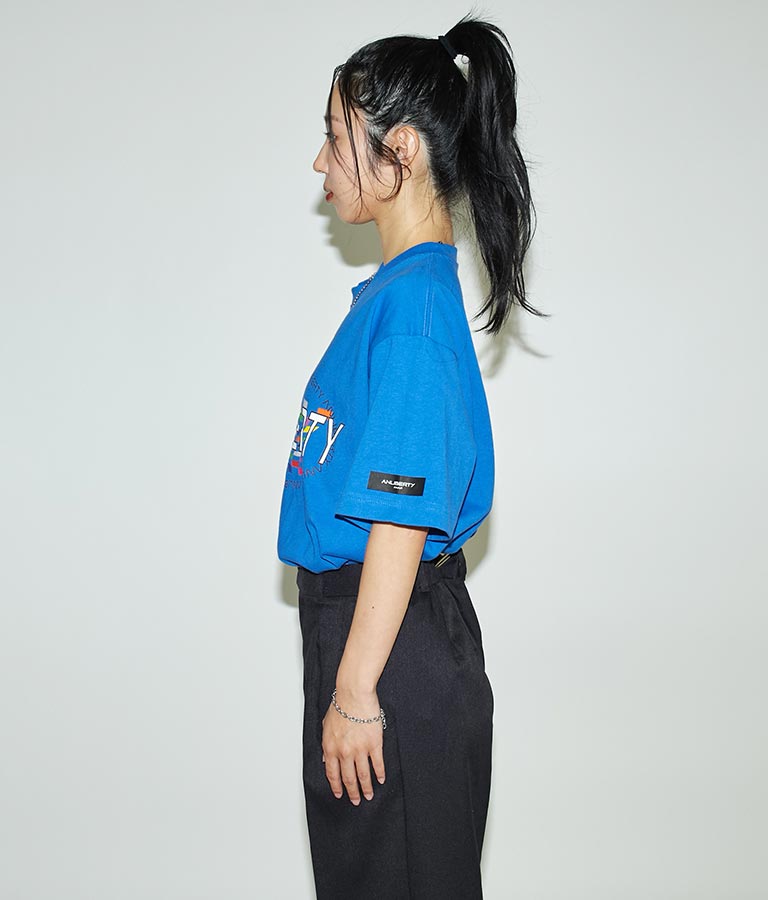 カラー フラッグ プリント ロゴ Tシャツ 【ユニセックス】 30-3027