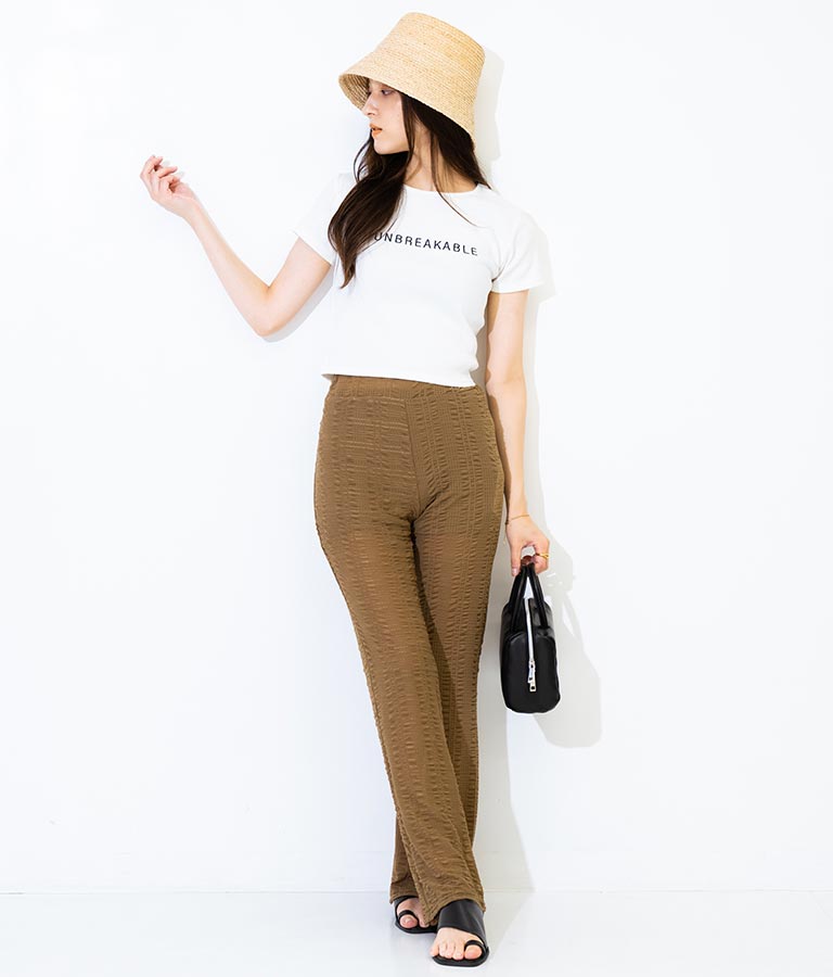 【WEB限定】エンボス加工 メッシュ フレア パンツ 152-4957