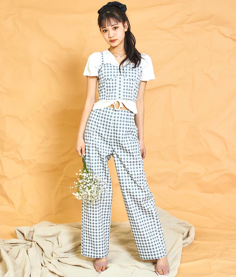 ギンガムチェックビスチェ×パンツセットアップ 918-7165