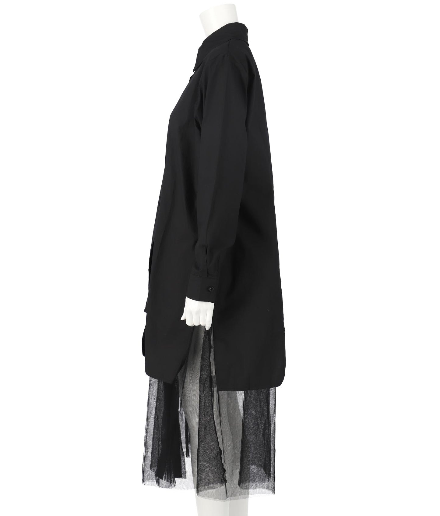レイヤード風 チュール ヘム ロングシャツ 404-8298