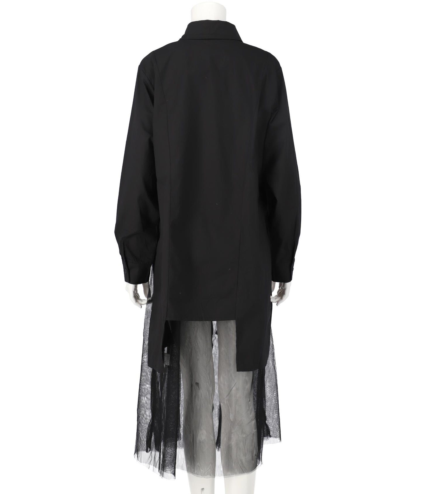 レイヤード風 チュール ヘム ロングシャツ 404-8298
