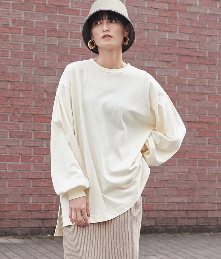 バック タック ボリューム スリーブ ロング Tシャツ 363-9165