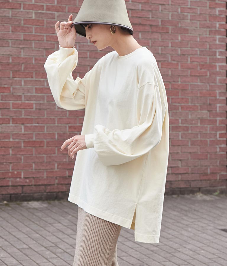 バック タック ボリューム スリーブ ロング Tシャツ 363-9165