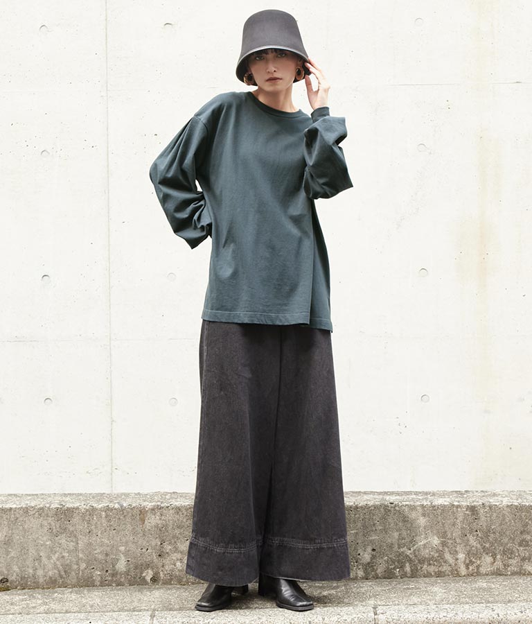 バック タック ボリューム スリーブ ロング Tシャツ 363-9165