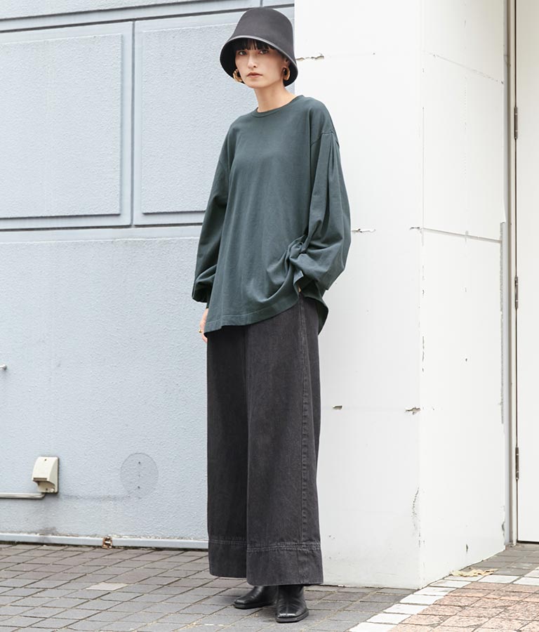 バック タック ボリューム スリーブ ロング Tシャツ 363-9165