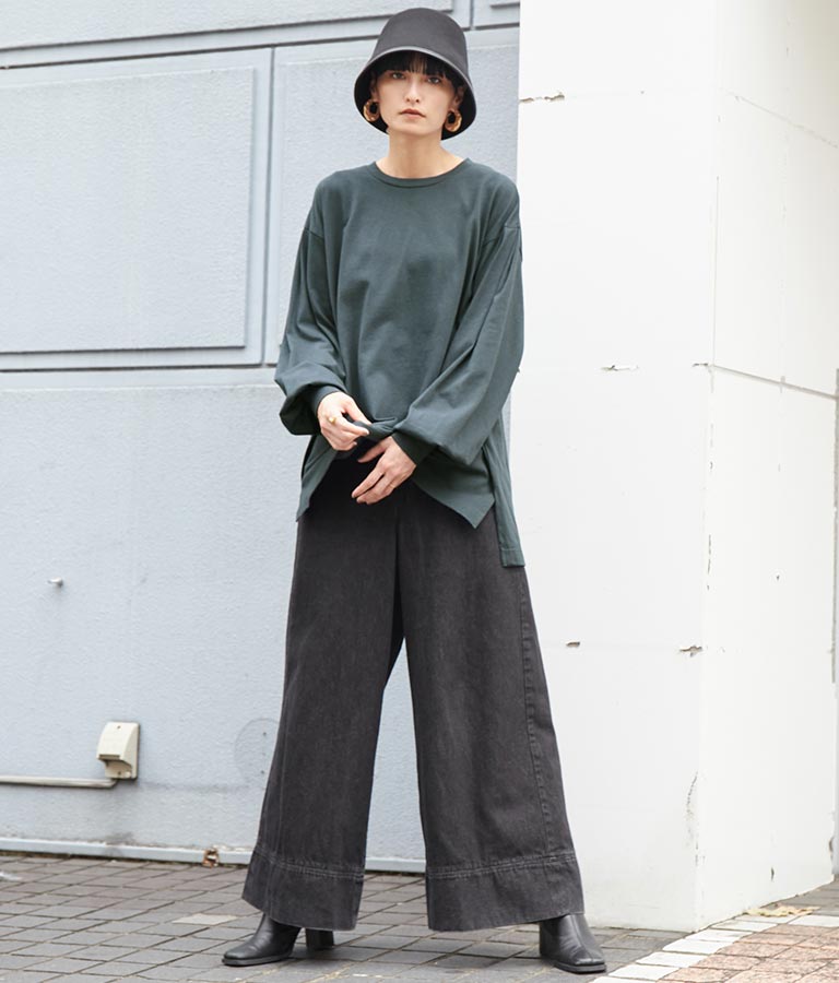 バック タック ボリューム スリーブ ロング Tシャツ 363-9165
