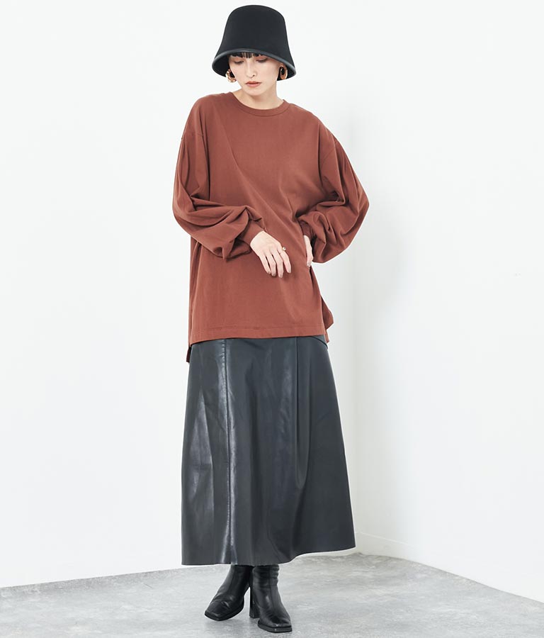 バック タック ボリューム スリーブ ロング Tシャツ 363-9165