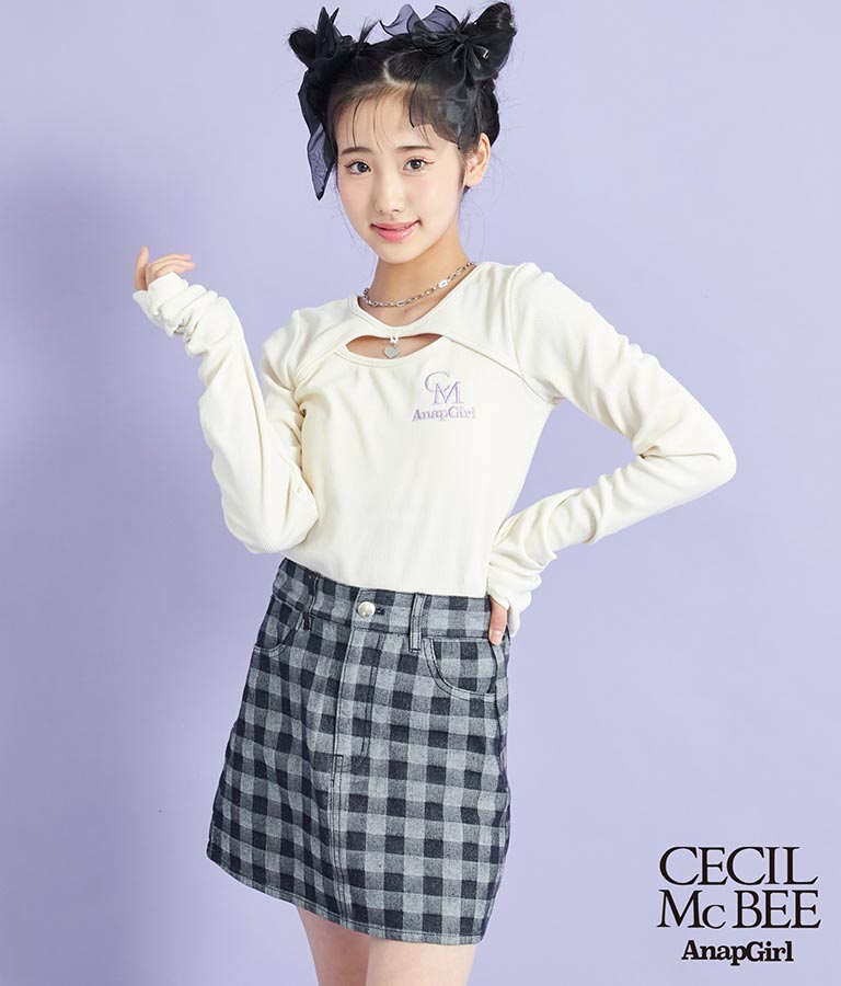 CECILMcBEE × ANAPGiRL チェック柄 デニム スカート 911-7227