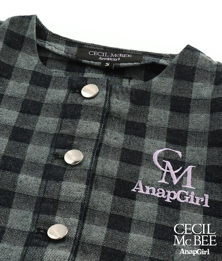 CECILMcBEE×ANAPGiRLチェック柄デニムジャケット 915-7226