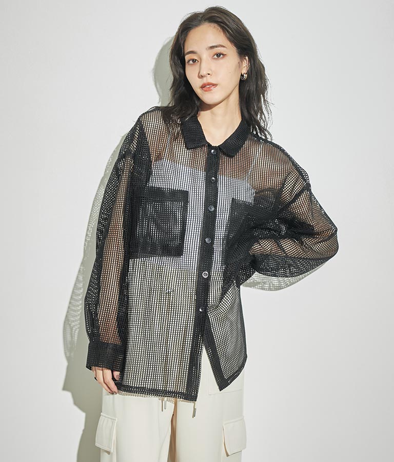 メッシュ オーバーサイズ シャツ 154-5440