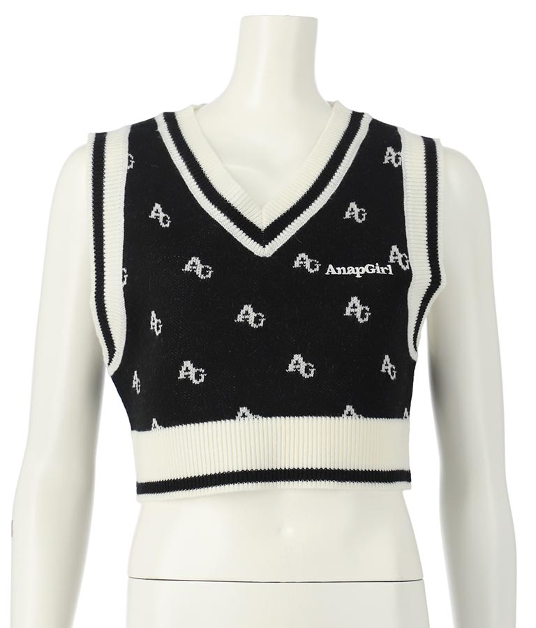 モノグラム柄ニットベスト 914-7217