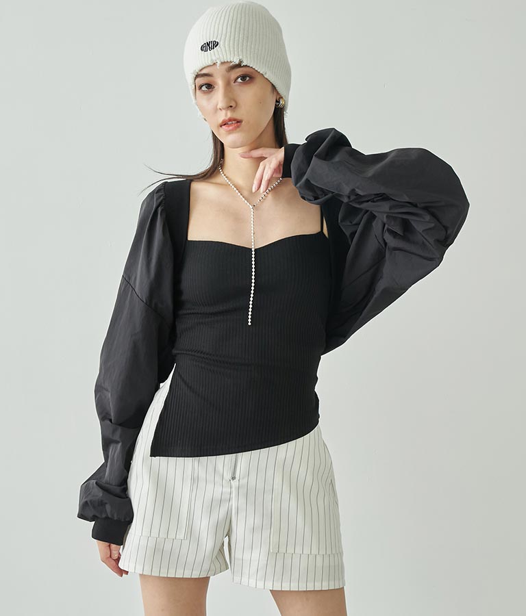 ナイロンボレロ×パッド付きキャミソールアンサンブル 158-5492