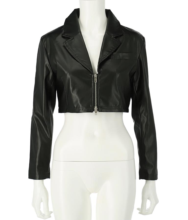 フェイクレザークロップドジャケット 30-4077