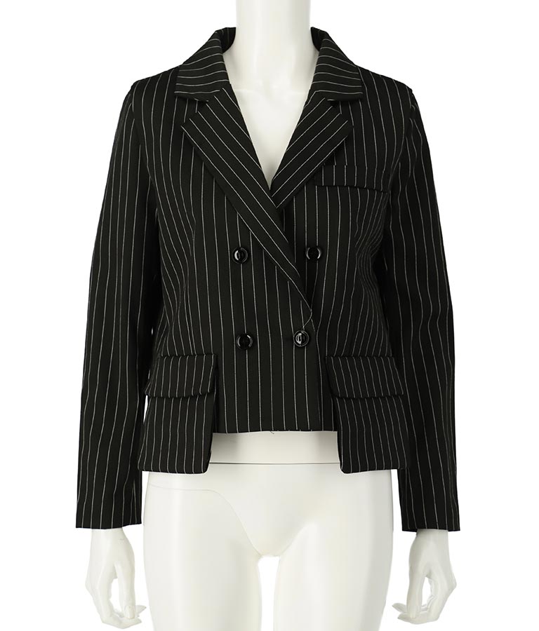 ピンストライプ クロップド ジャケット 30-4091
