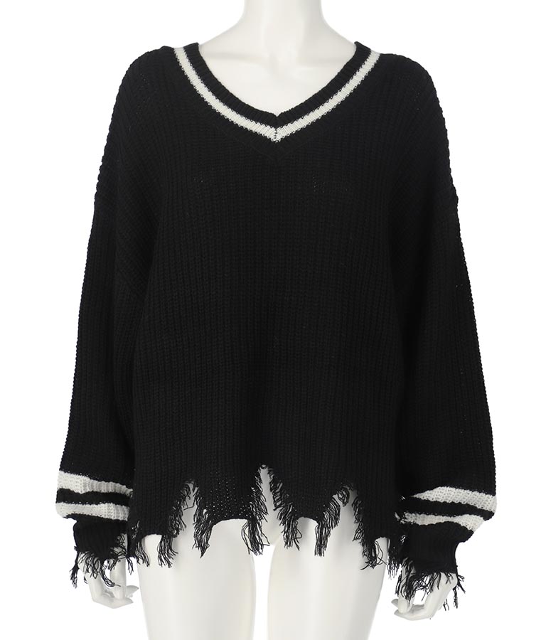 ダメージ ライン ニット トップス【親子お揃い】 793-8950