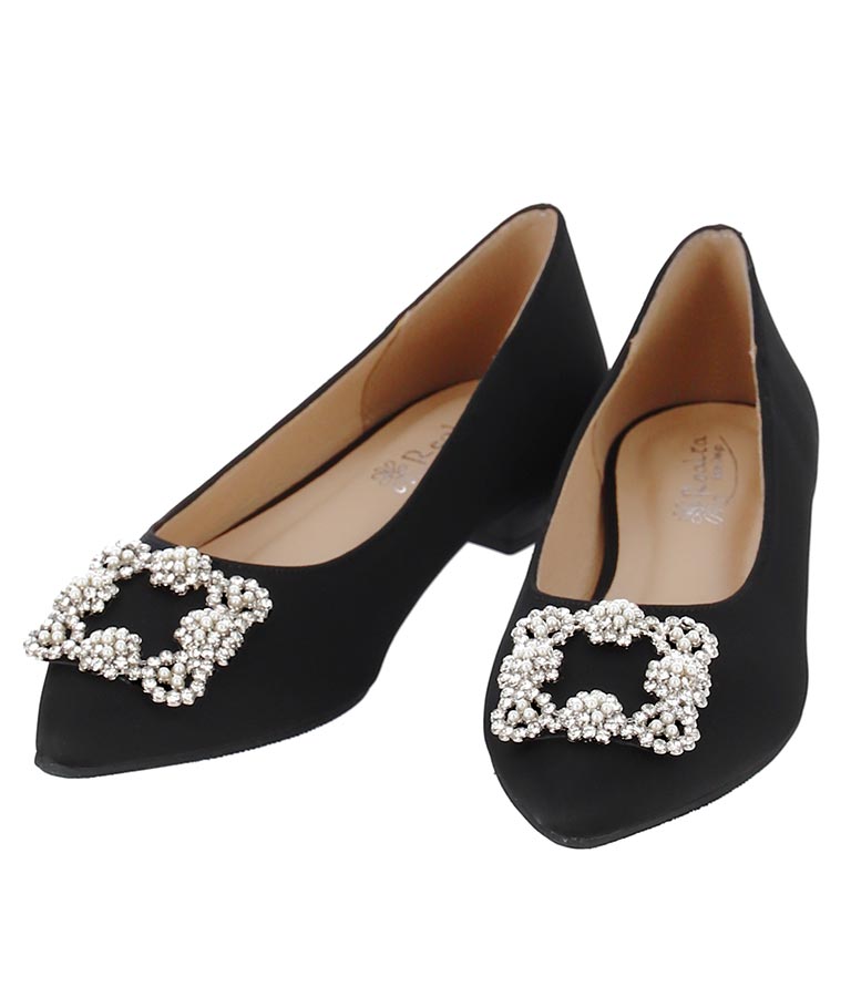 スクエアビジューモチーフフラットパンプス 529-6762