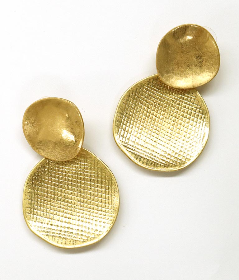 ITALYマットメタルボリュームサークルプレートピアス 399-2857