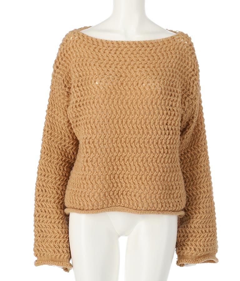 透かしデザイン編ニットトップス 813-6648