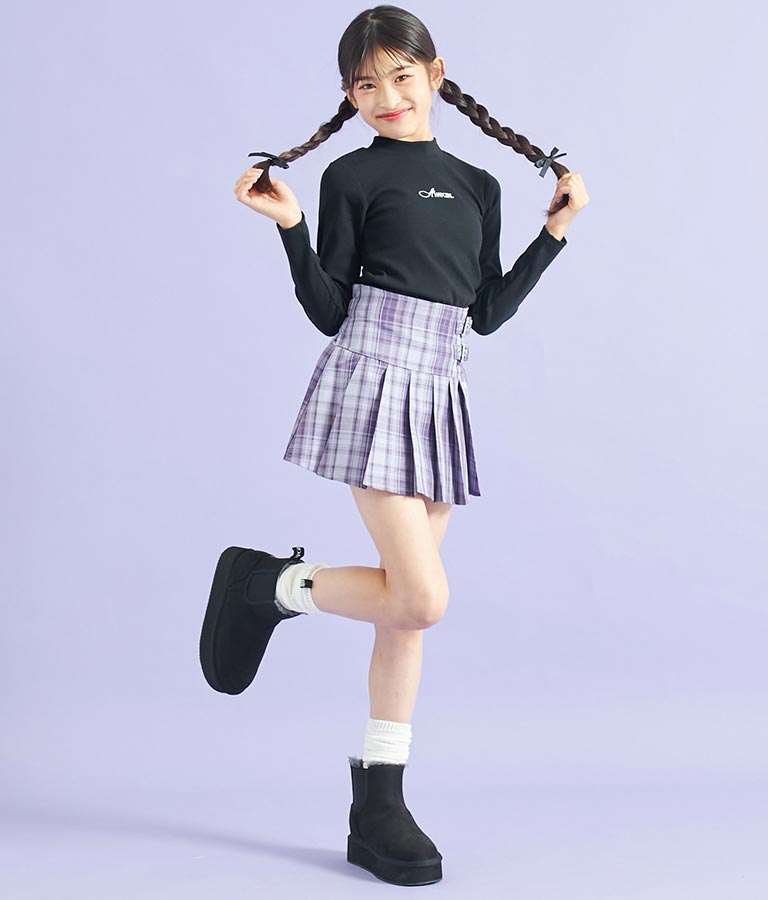 ロゴ テープ付 ムートン 厚底 ブーツ 919-7289