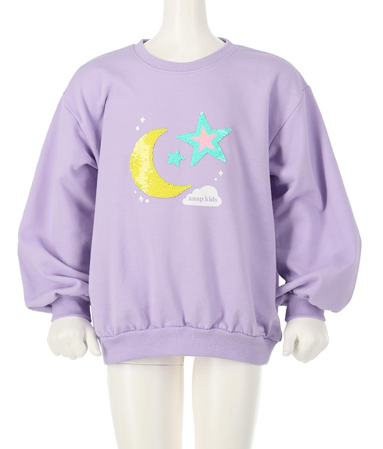 星モチーフミニ裏毛スパンコールトレーナー 423-3138