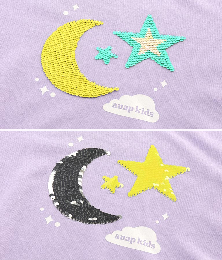 星モチーフミニ裏毛スパンコールトレーナー 423-3138