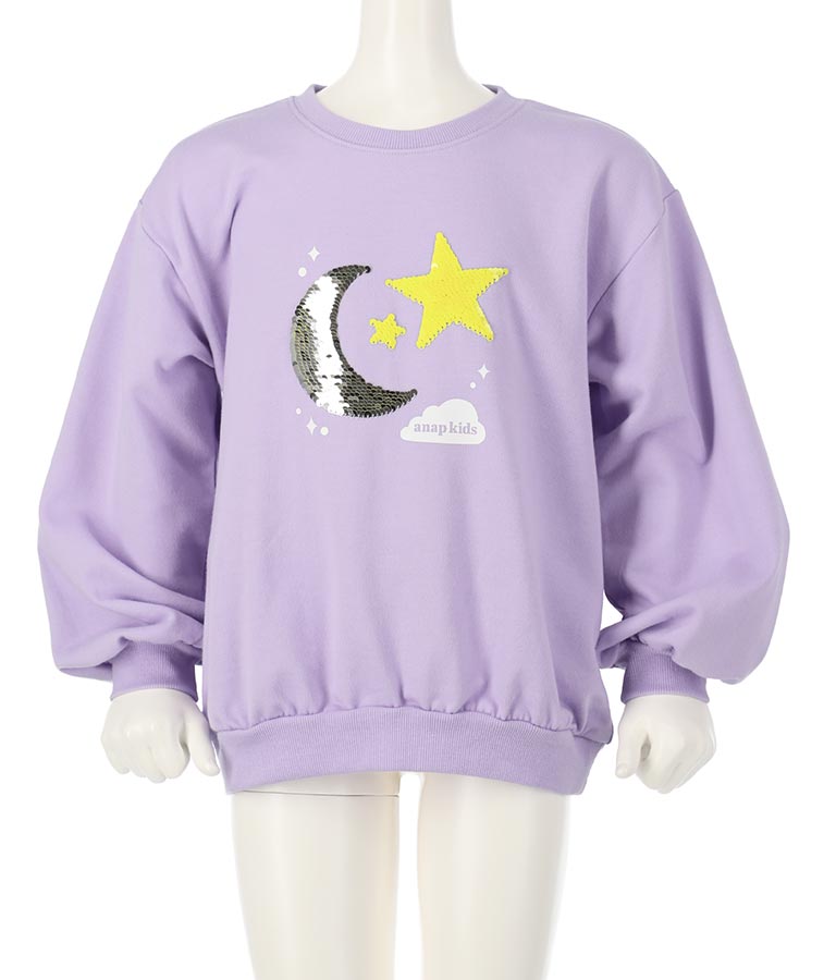 星モチーフミニ裏毛スパンコールトレーナー 423-3138